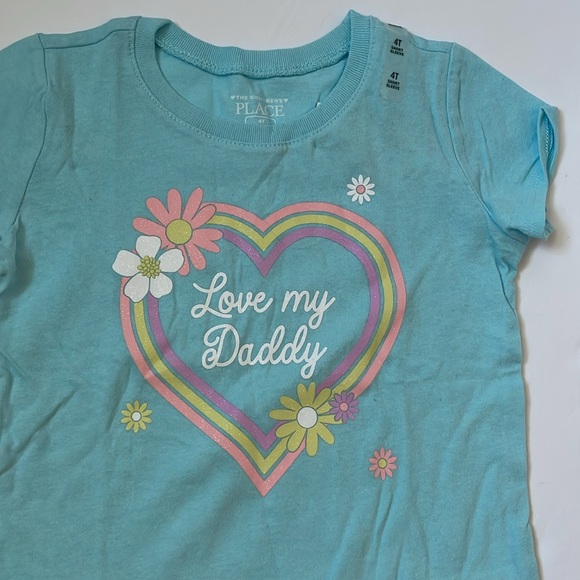 The Children Place graphic tee, blue splash , size 4T. Heart with LOVE MY DADDY - Picture 9 of 17